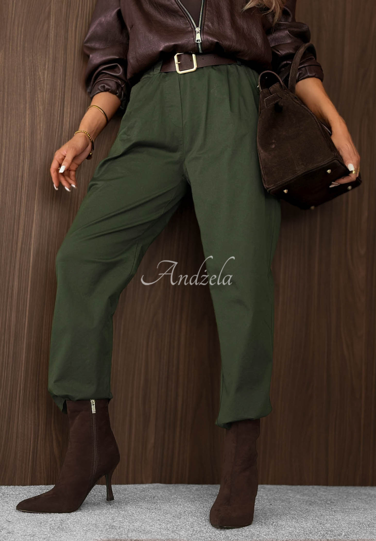 Pantaloni din bumbac mom fit cu curea Casual Look
