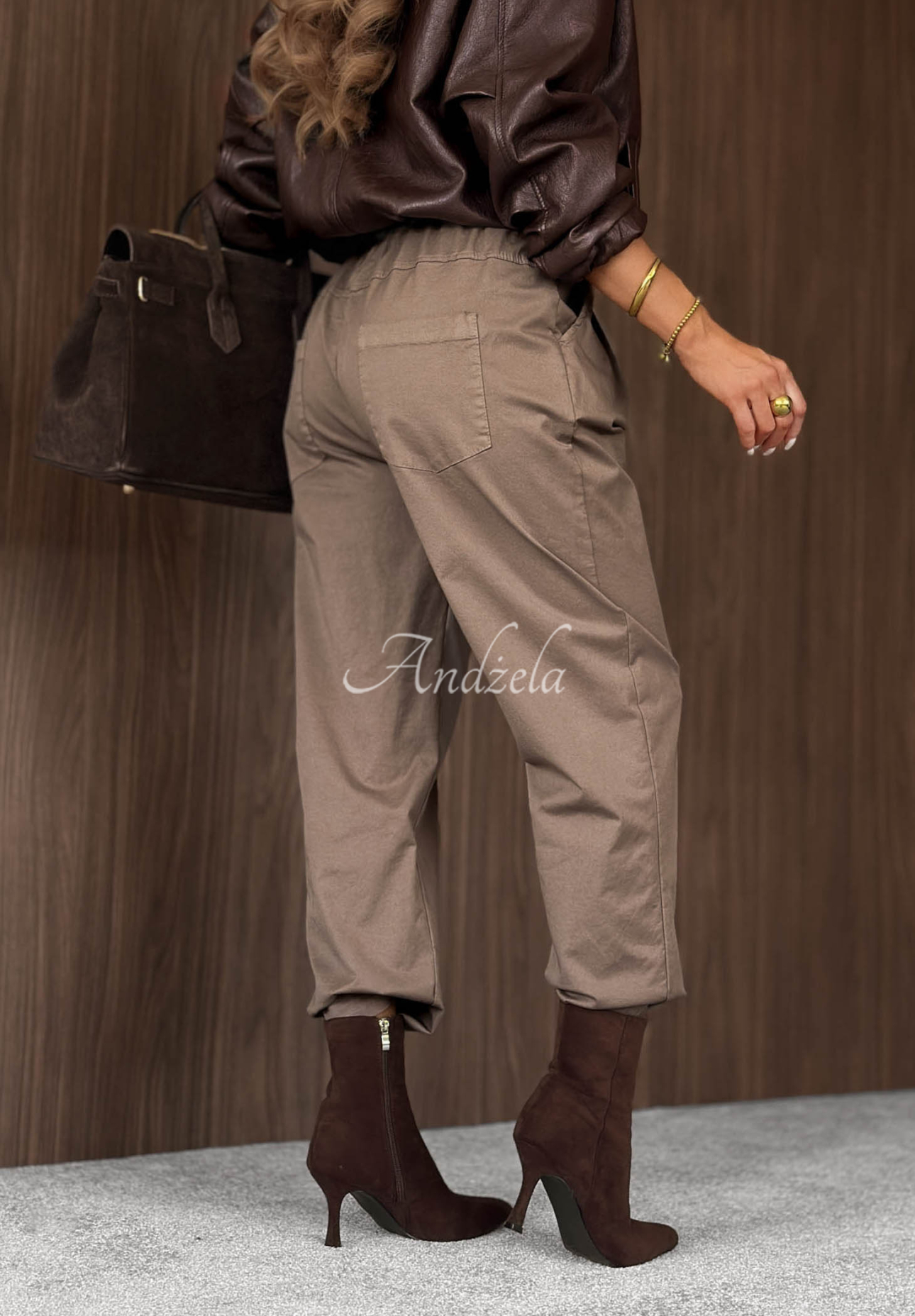 Pantaloni din bumbac mom fit cu curea Casual Look