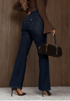 Pantaloni din denim dzwony Foggy Day ciocolatii