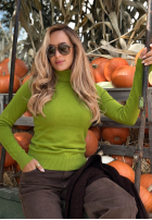 Dopasowany Pulover z golfem Solange măsliniu