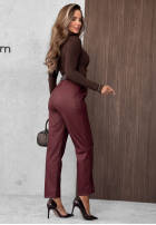Skórzane Pantaloni skinny z paskiem Hazy Hour burgundowe