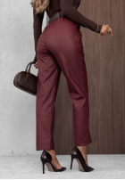 Skórzane Pantaloni skinny z paskiem Hazy Hour burgundowe