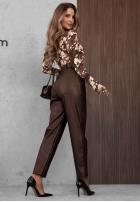Skórzane Pantaloni skinny z paskiem Hazy Hour burgundowe