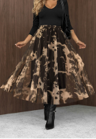 Tiulowa Fustă maxi cu model tip panteră Before Rain negru