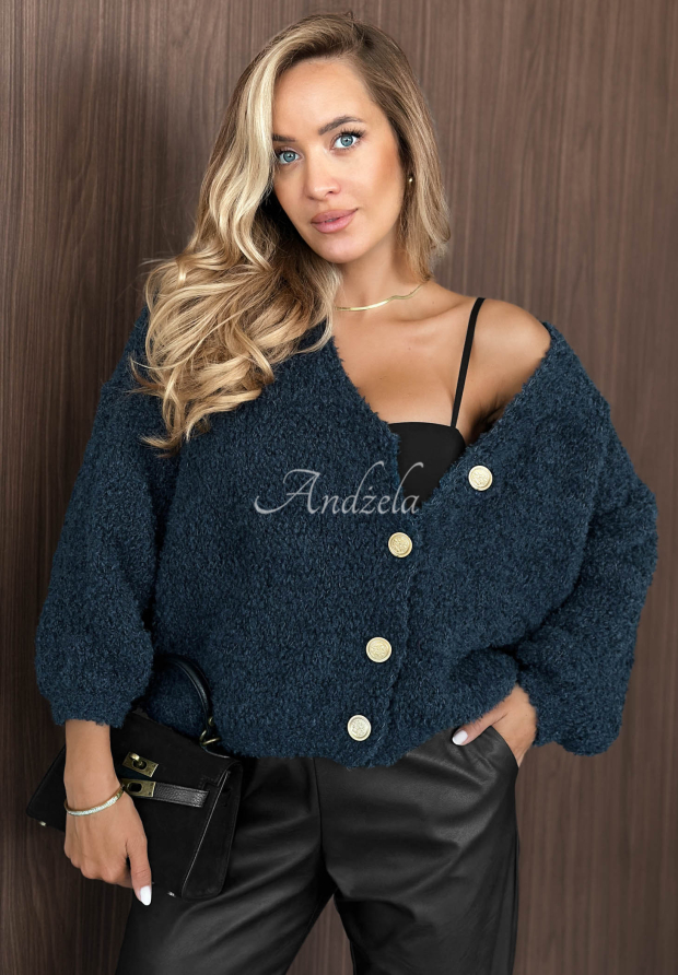 Cardigan scurt cu l&acirc;nă și mohair Rainy Caramel