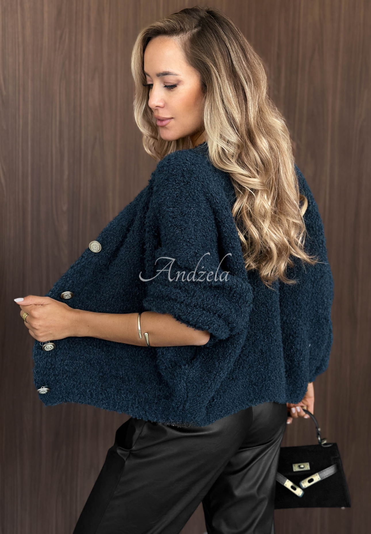 Cardigan scurt cu lână și mohair Rainy Caramel