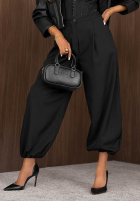 din material textil Pantaloni joggery z gumką taliei Warm Whispers negre