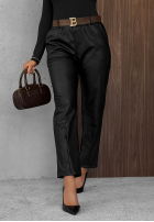 Skórzane Pantaloni skinny z paskiem Hazy Hour burgundowe