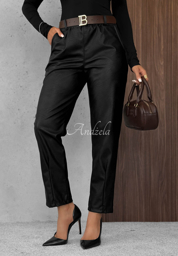 Pantaloni din piele cu curea Hazy Hour