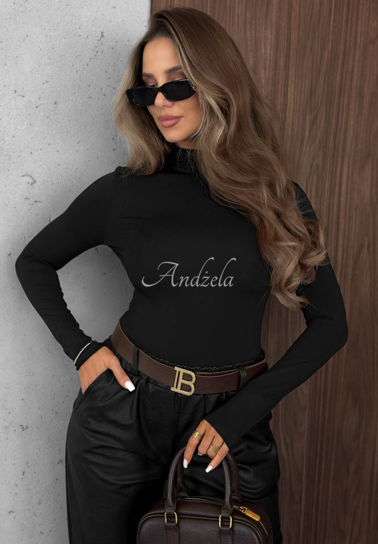 Bluză din vâscoză cu mânecă lungă și guler înalt Femme Desire