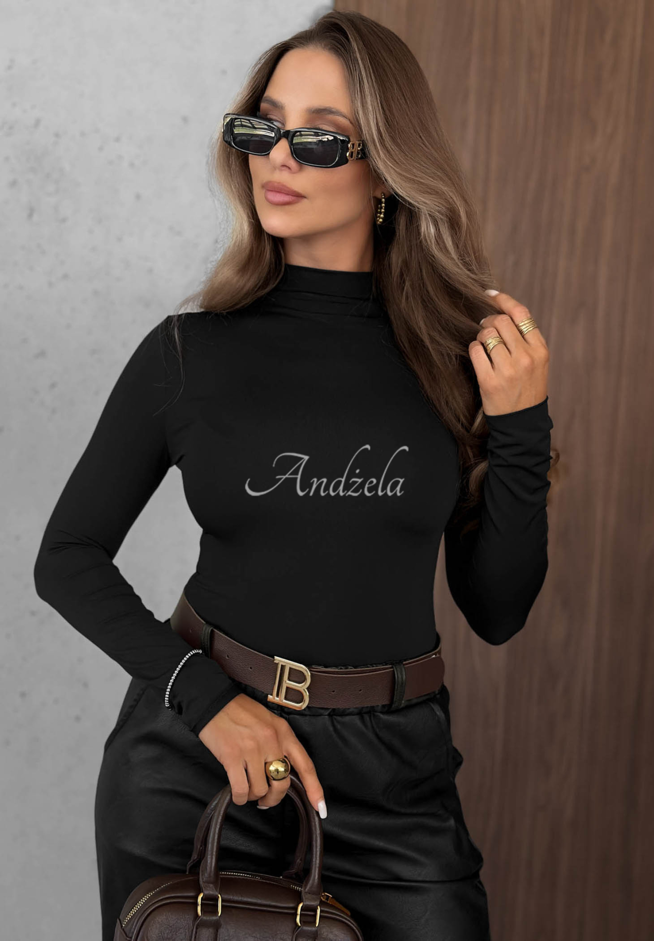 Bluză din vâscoză cu mânecă lungă și guler înalt Femme Desire