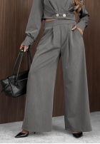 Elegancki Compleu Scurtă Sacou i Pantaloni wide leg Style Desire gri