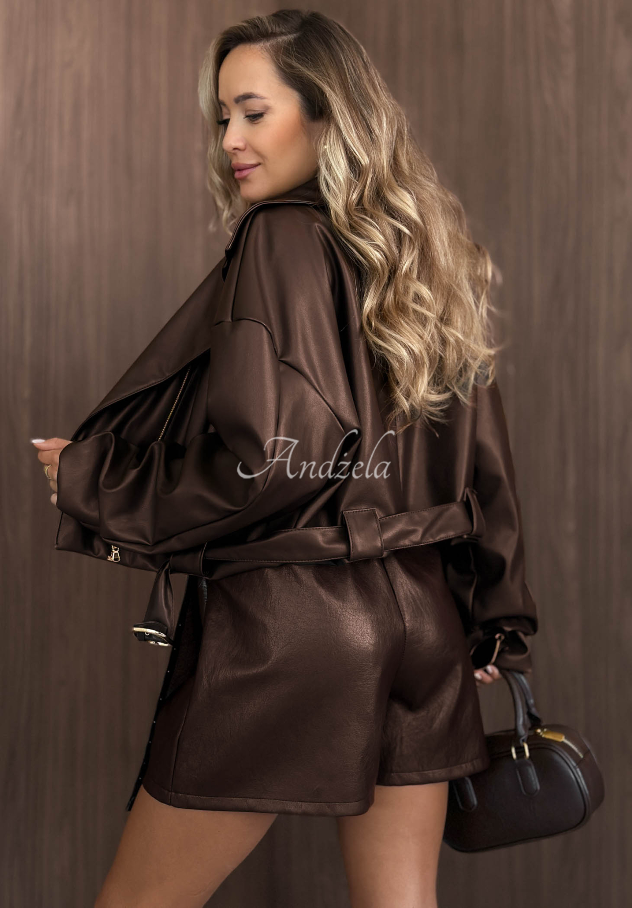 Fustă-pantalon din piele cu strasuri Frosted Doll
