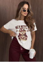Tricou z nadrukiem Wander Bear ecru