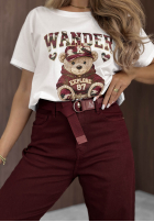 Tricou z nadrukiem Wander Bear ecru