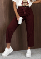 Pantaloni din denim balloon z paskiem Give Me Time burgundowe