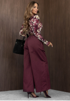 Compleu Geacă bomberka i Pantaloni wide leg Iconic Style burgundowy