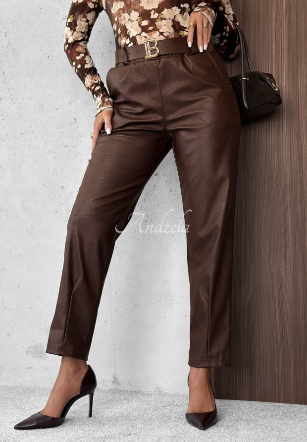 Pantaloni din piele cu curea Hazy Hour