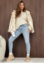 Pantaloni din denim skinny push up Latte Break albastru deschis