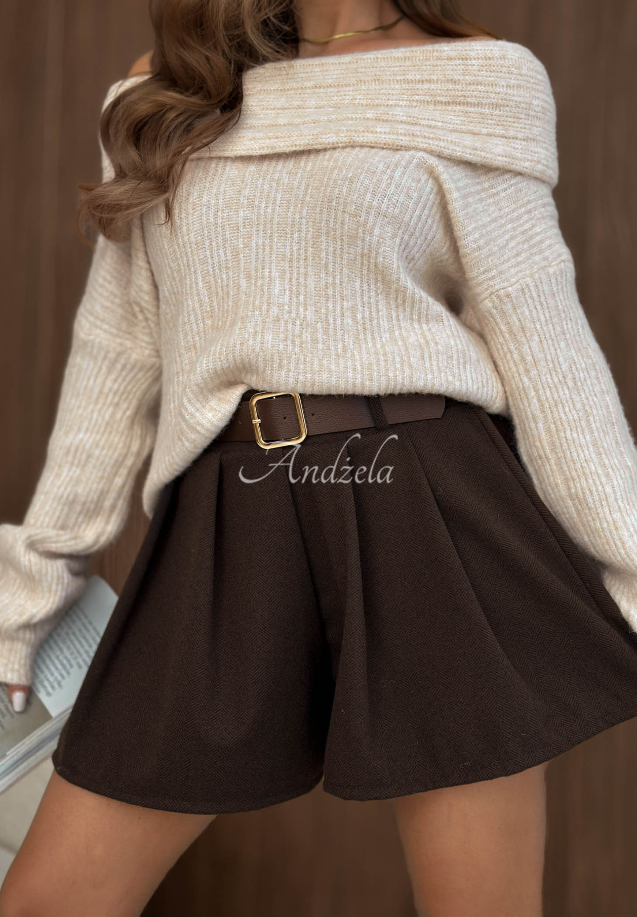 Pantaloni scurți plisați din vâscoză Early Autumn