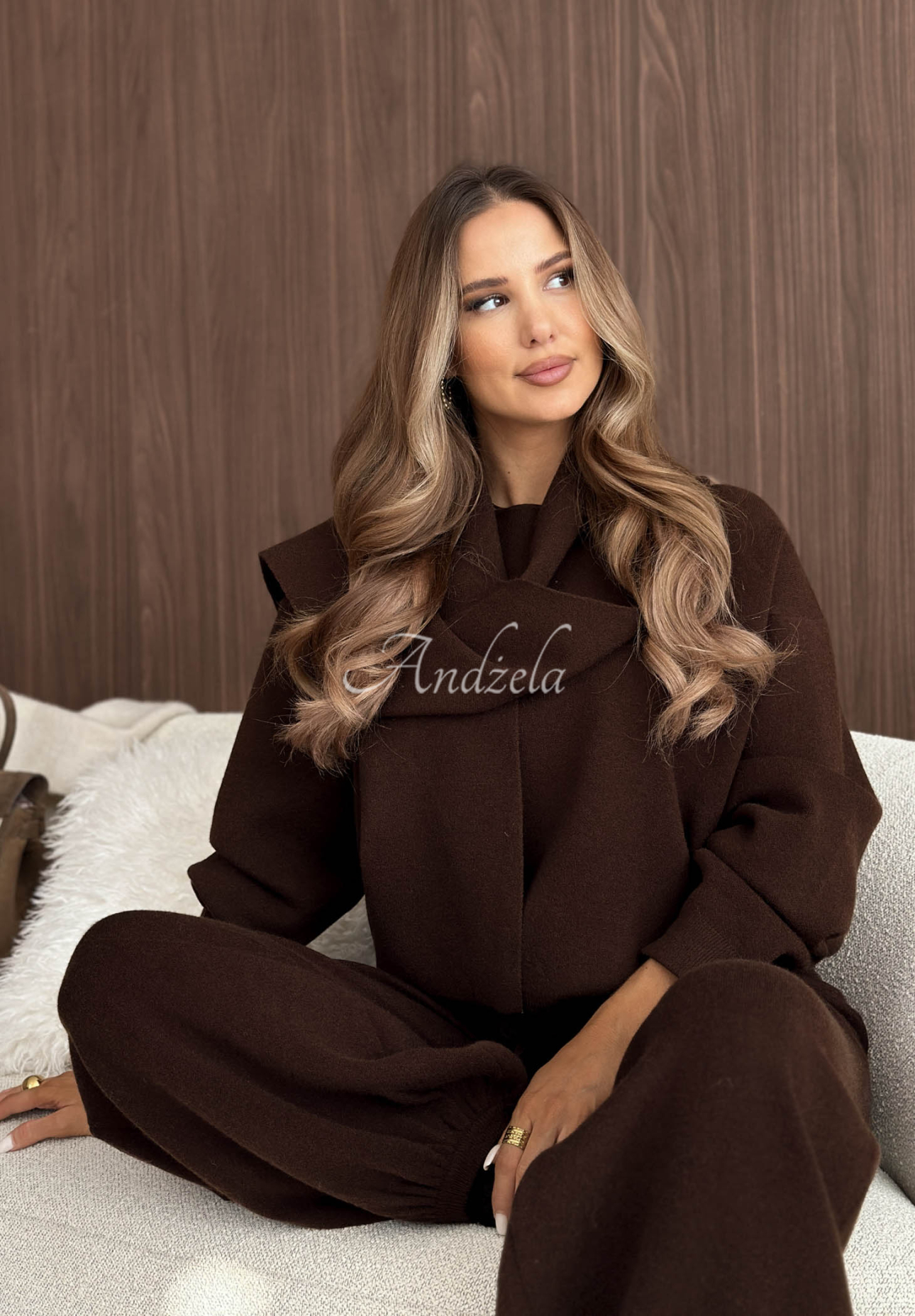 Compleu tricotat cu fular și vâscoză Style Darling