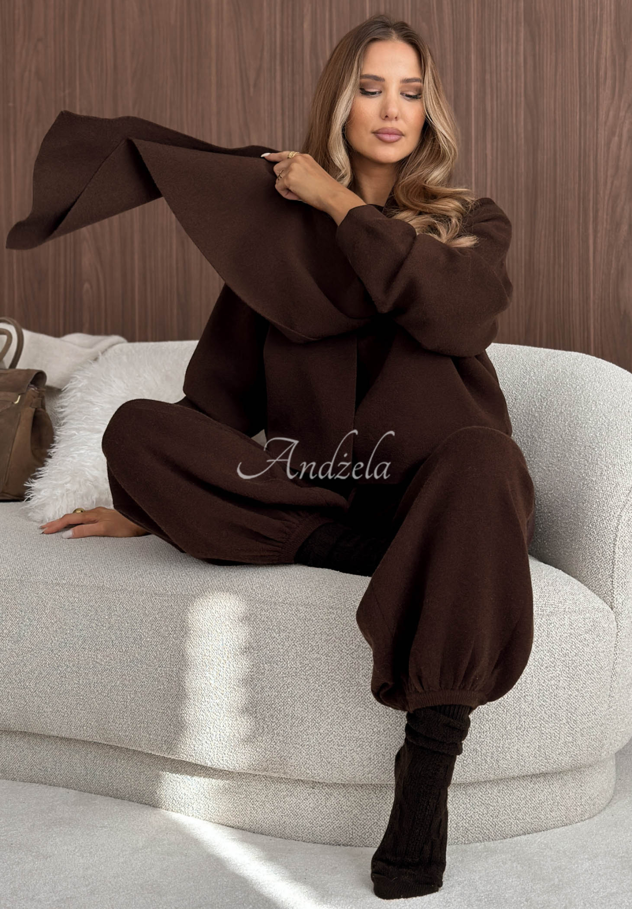Compleu tricotat cu fular și vâscoză Style Darling
