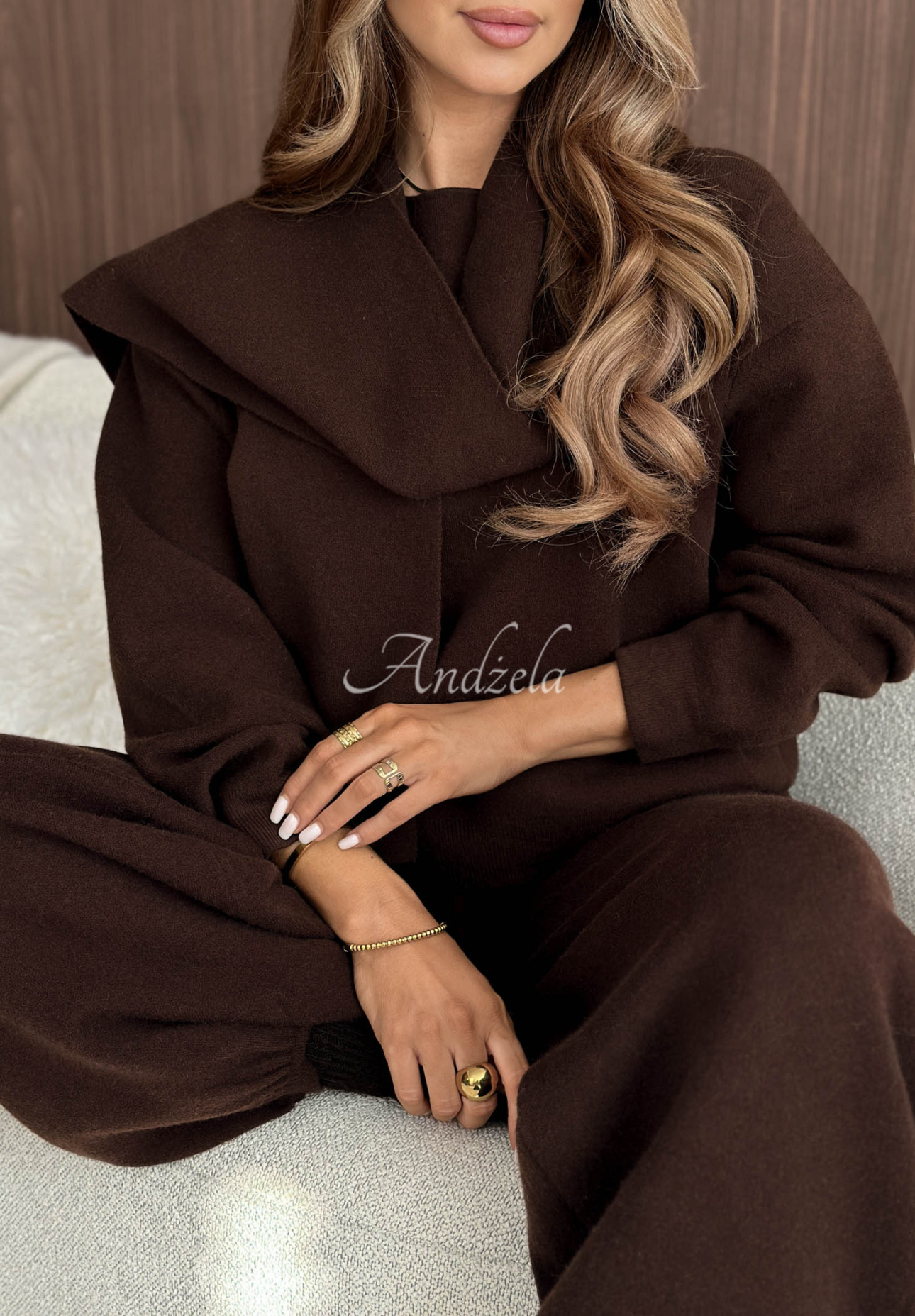 Compleu tricotat cu fular și vâscoză Style Darling