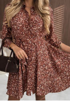 Wzorzysta Rochie mini z długimi rękawami Misty Heart ciocolatie
