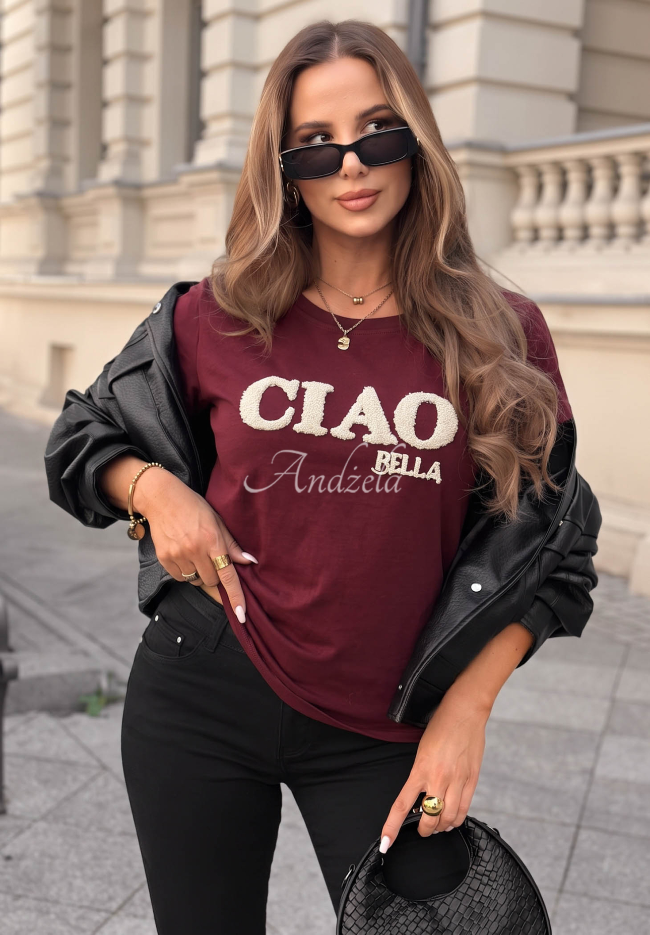 Tricou din bumbac cu inscripție Ciao Bella