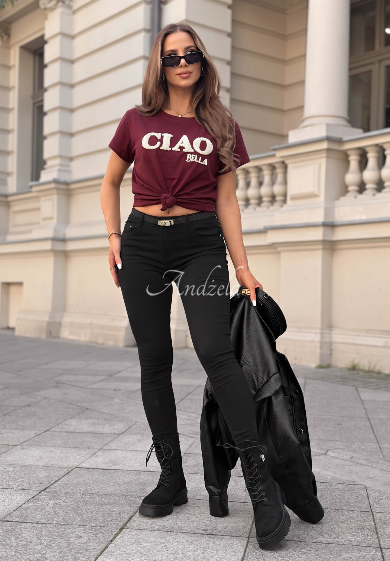 Tricou din bumbac cu inscripție Ciao Bella