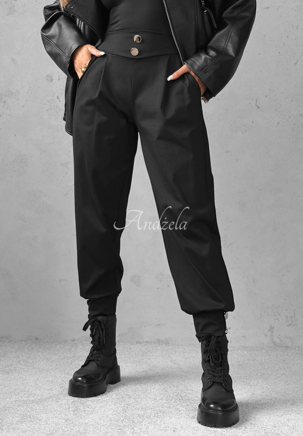 Pantaloni jogger din v&acirc;scoză cu nasturi Divine Charm