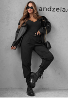 din material textil Pantaloni joggery z guzikami Divine Charm negre