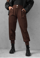 din material textil Pantaloni joggery z guzikami Divine Charm negre