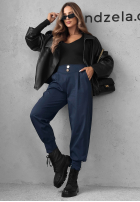 din material textil Pantaloni joggery z guzikami Divine Charm negre