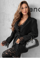 Elegancka Sacou z koronkowymi akcentami Misty Muse negru