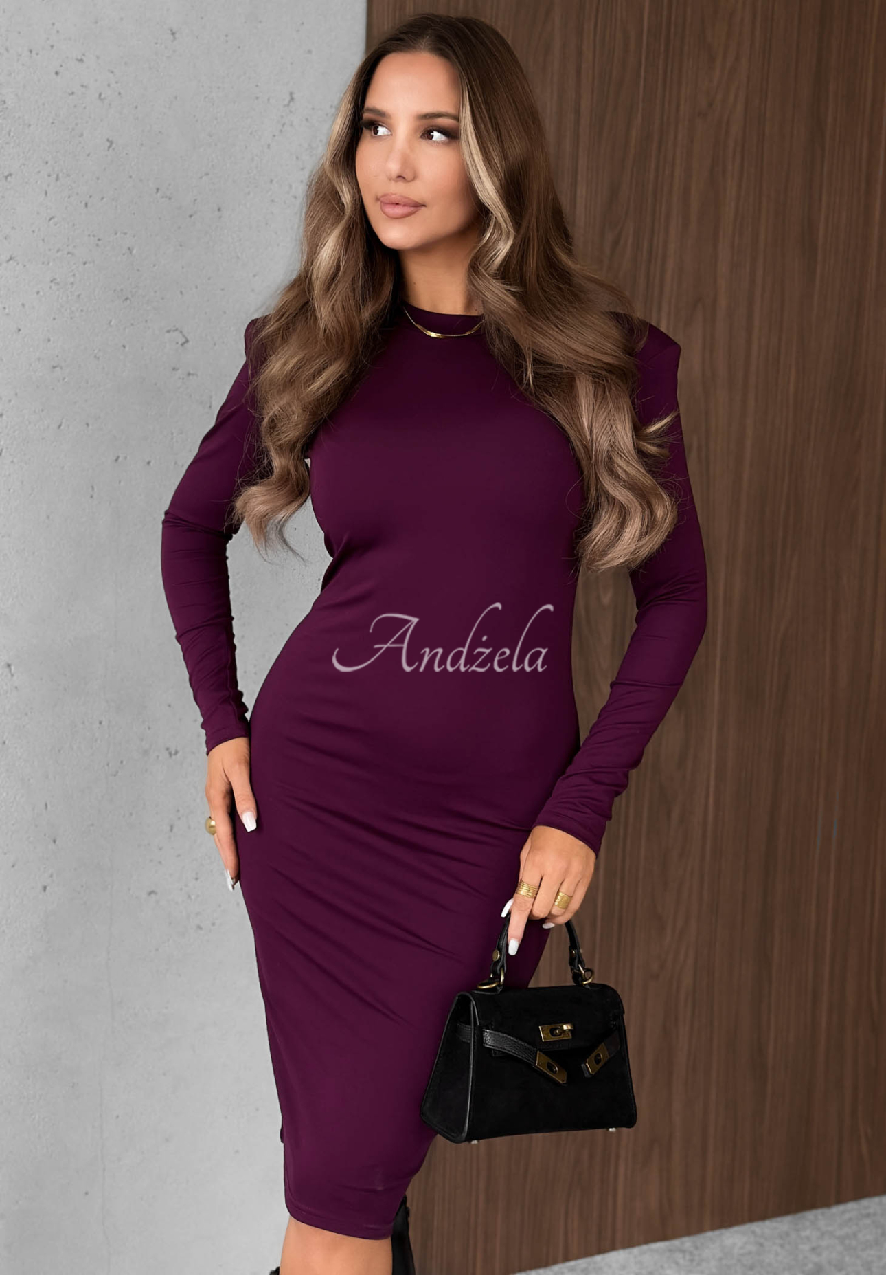 Rochie midi din vâscoză cu mânecă lungă Soft Classics