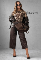 Skórzane Pantaloni mom fit Warm Vanilla ciocolatii