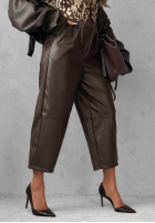 Skórzane Pantaloni mom fit Warm Vanilla ciocolatii