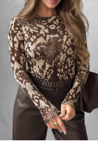 Bluză longsleeve cu model tip panteră After Noon ciocolatie