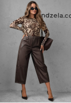 Bluză longsleeve cu model tip panteră After Noon ciocolatie
