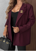 Elegancka Sacou z kołnierzem Timeless Poise burgundowa