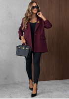 Elegancka Sacou z kołnierzem Timeless Poise burgundowa
