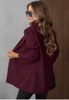 Elegancka Sacou z kołnierzem Timeless Poise burgundowa