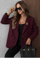 Elegancka Sacou z kołnierzem Timeless Poise burgundowa