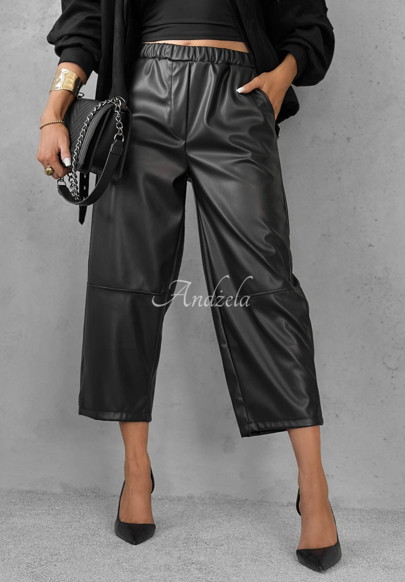 Pantaloni mom fit din piele Warm Vanilla