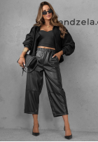 Skórzane Pantaloni mom fit Warm Vanilla ciocolatii