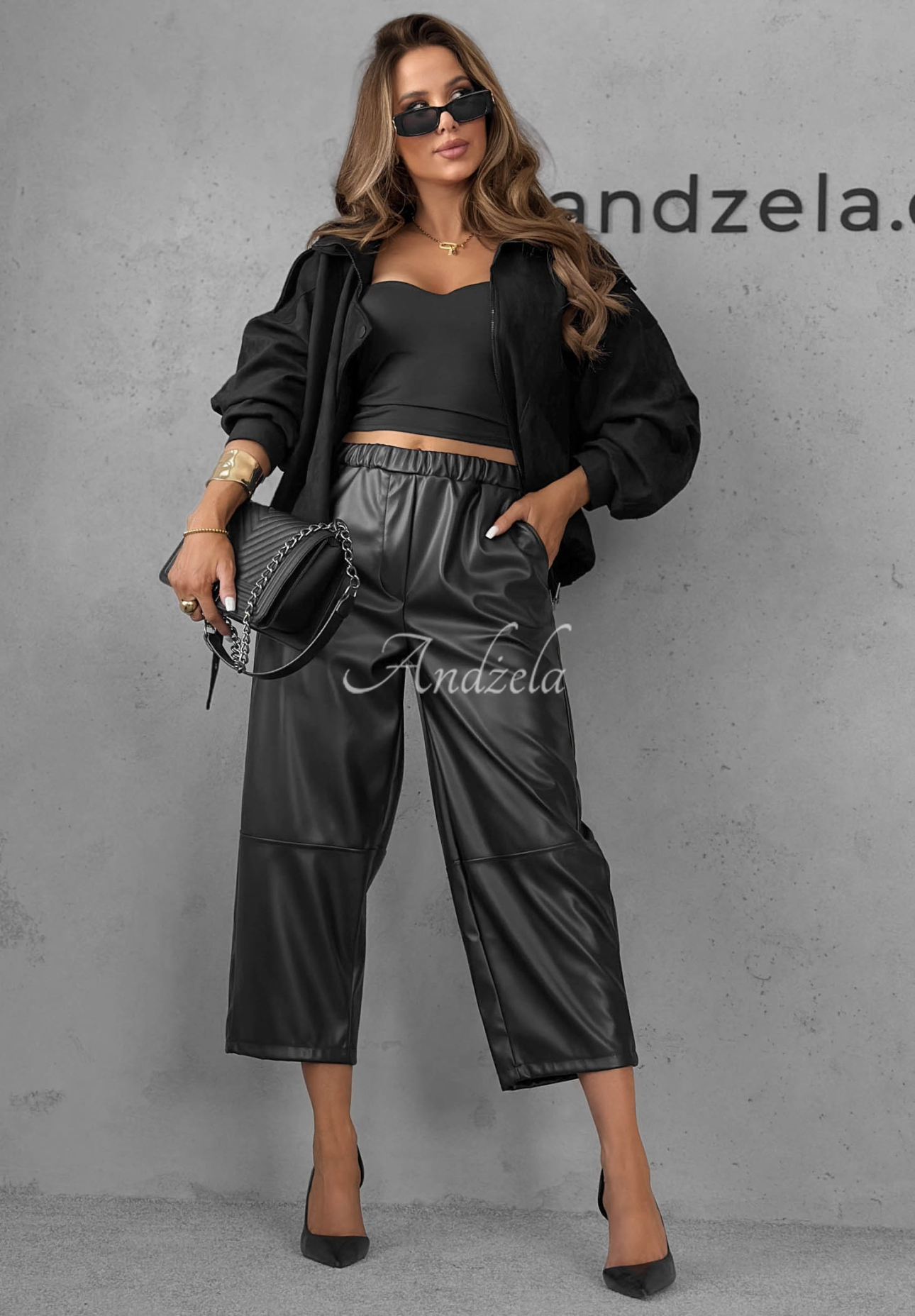 Pantaloni mom fit din piele Warm Vanilla