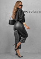 Skórzane Pantaloni mom fit Warm Vanilla ciocolatii