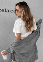 Tricou z ozdobnym napisem Favored Alb