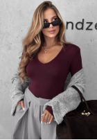 Bluză longsleeve z dekoltem Main Girl ciocolatie
